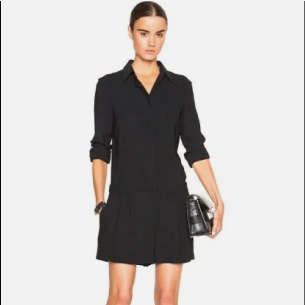 Rag & Bone Black Long Sleeve Notched Collar Romper